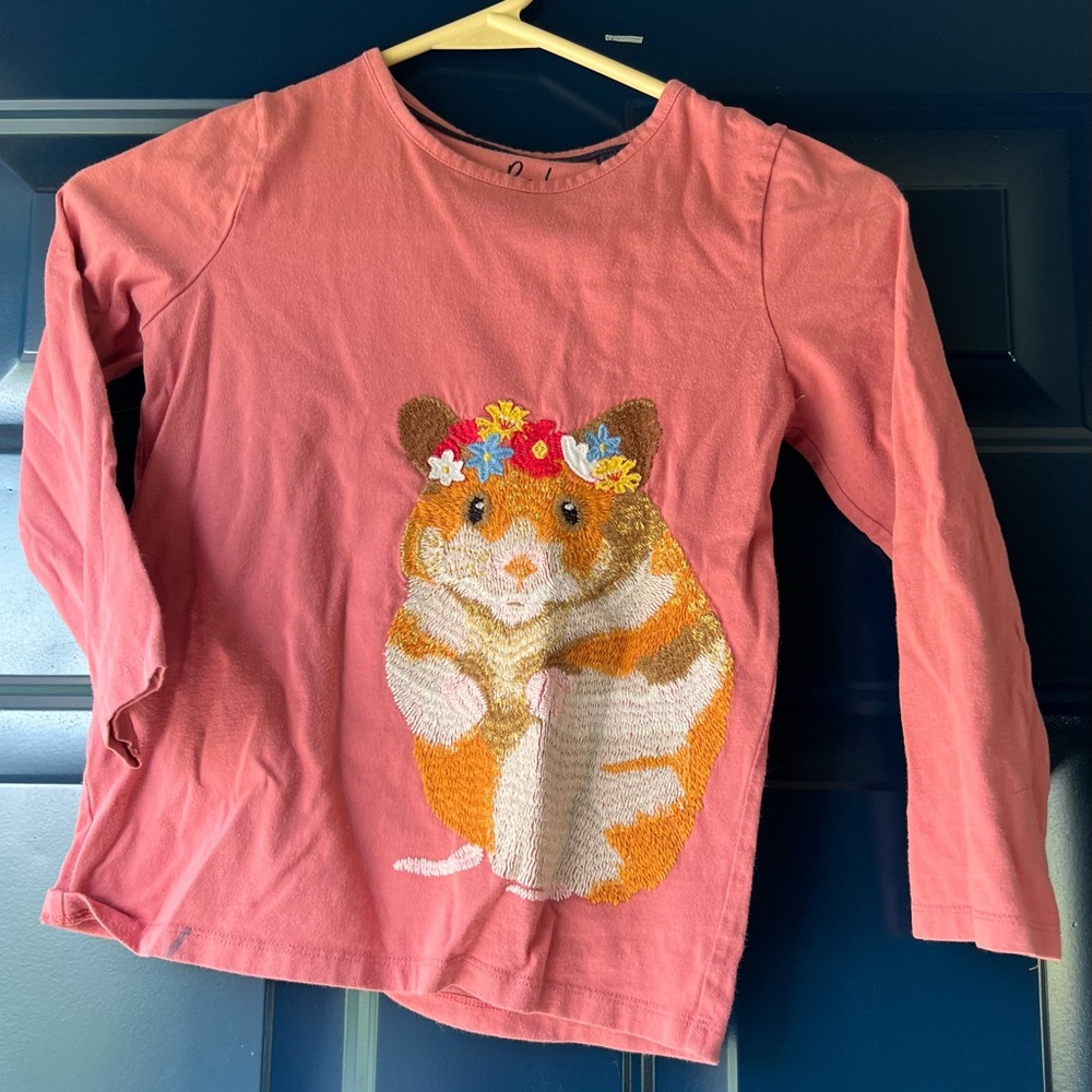 Mini Boden embroidered hamster girls top size 6-7